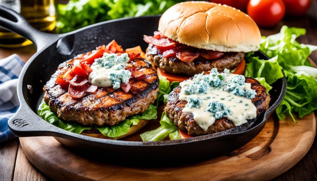 Bacon and blue cheese stuffed burgers