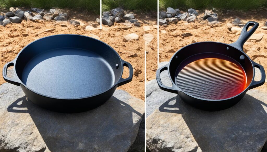 Cast iron skillet and Dutch oven heat distribution