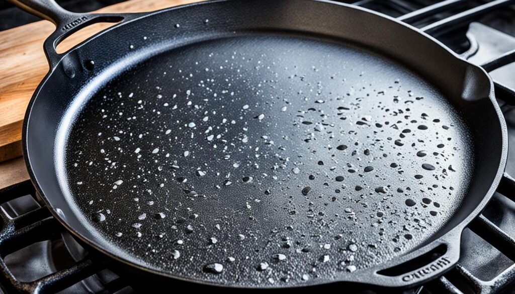 Cast iron skillet cooking surface