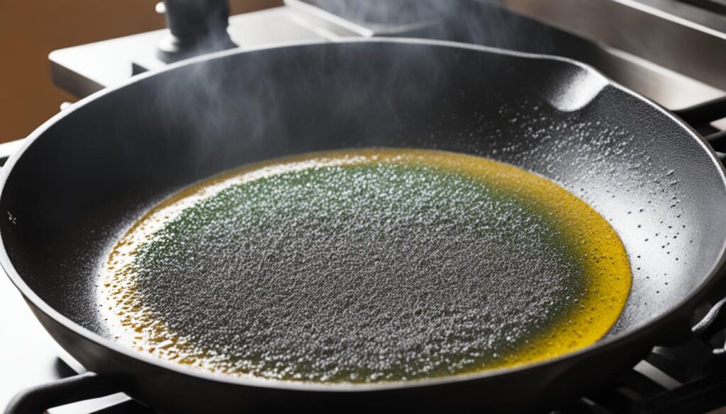 Cast iron skillet seasoning process