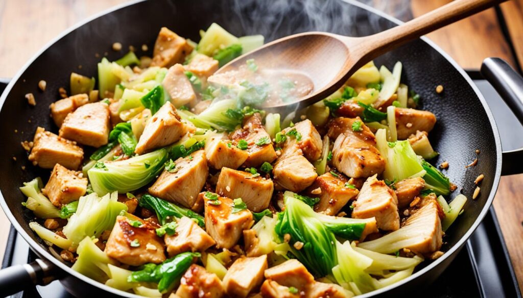 Chinese Chicken Cabbage Stir Fry cooking process