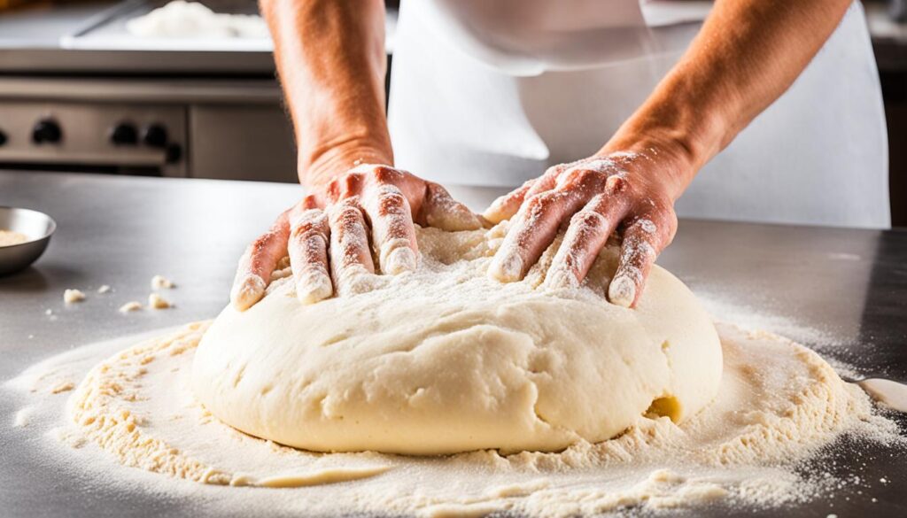 Deep dish pizza dough kneading