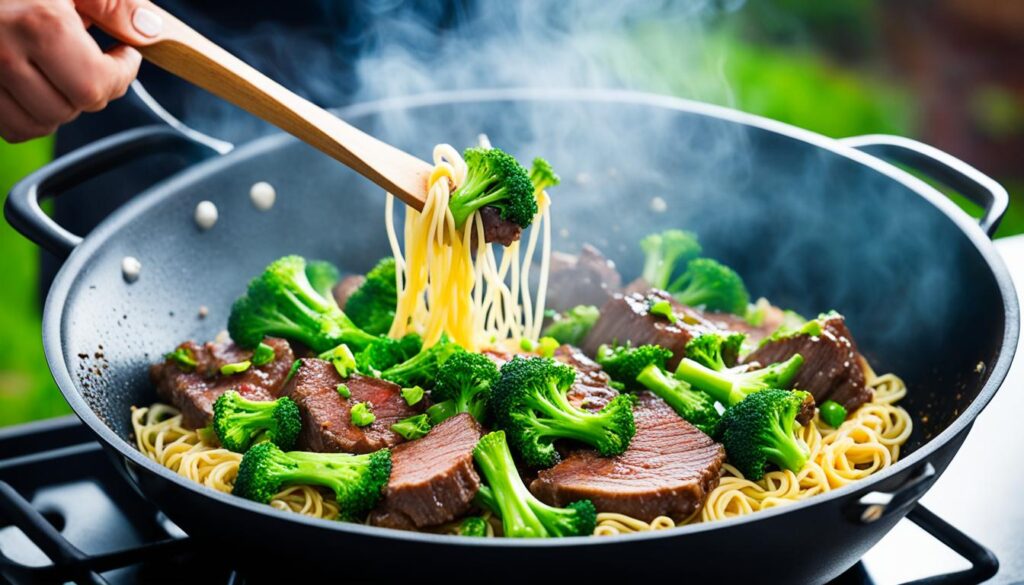 High heat cooking for stir fry