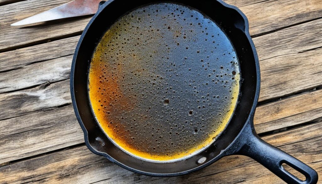 Removing rust from cast iron skillet