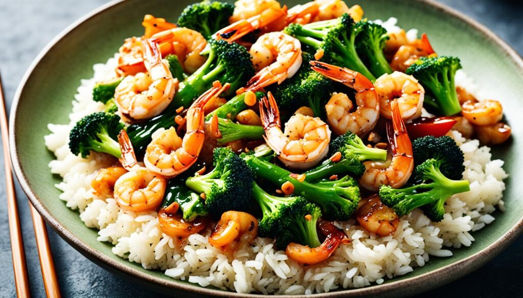 Shrimp and broccoli stir fry