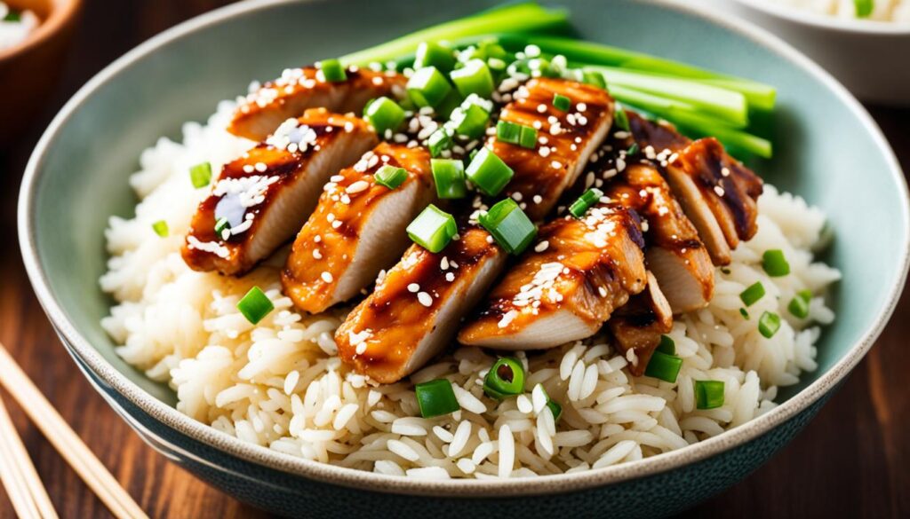 Asian-Fusion Soy-Ginger Chicken and Rice Bowl