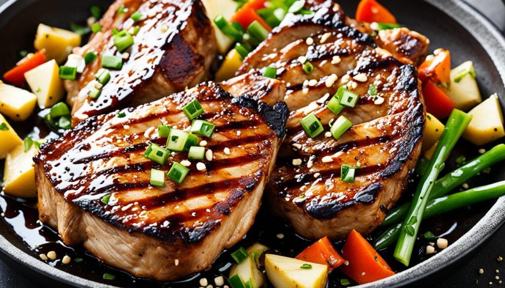 Asian-inspired pork chops with soy ginger marinade