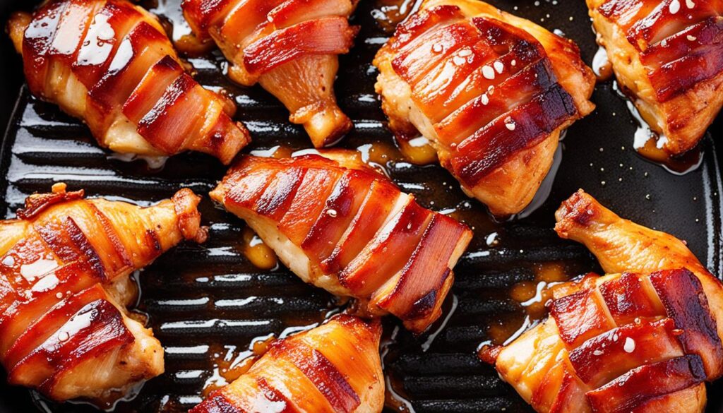 Bacon-wrapped chicken with maple drizzle