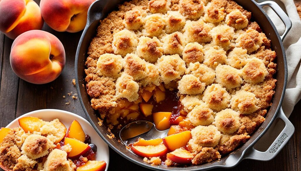 Brown sugar and cinnamon peach cobbler