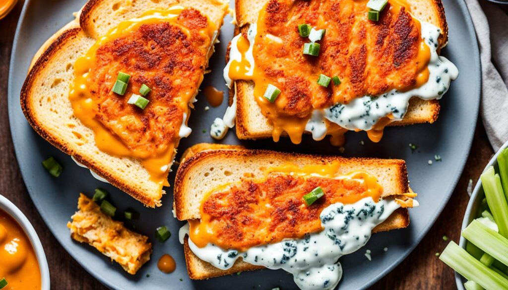 Buffalo chicken grilled cheese sandwich