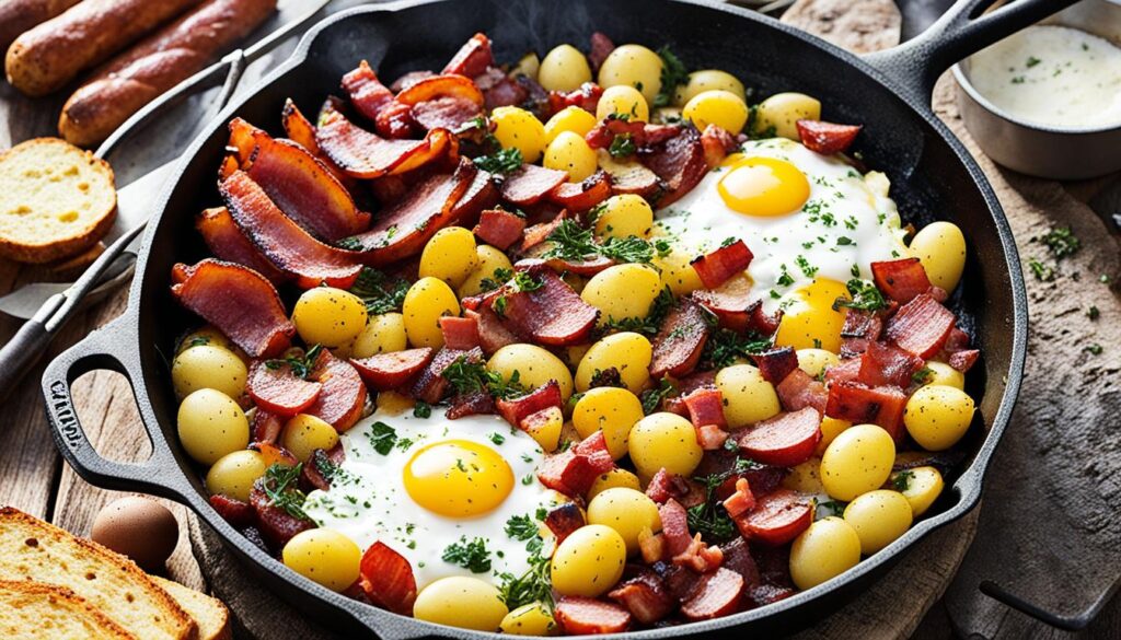 Campfire cooking breakfast skillet