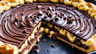 Cast Iron Skillet Nutella Stuffed Deep Dish Chocolate Chip Cookie