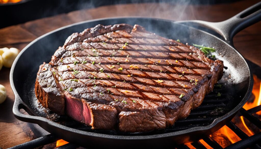 Cast iron ribeye with paprika rub