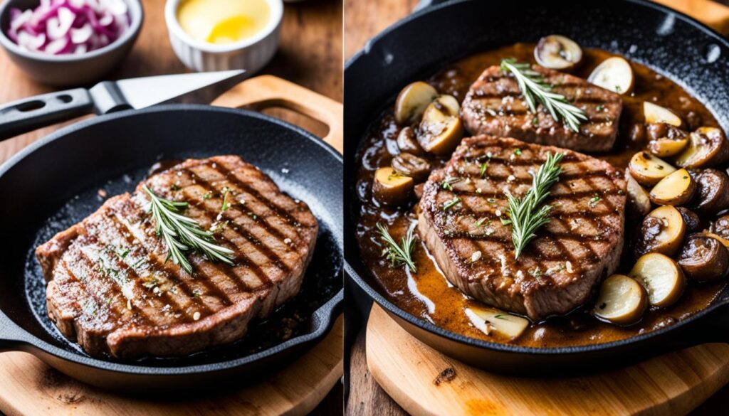 Cast iron skillet and cube steak ingredients