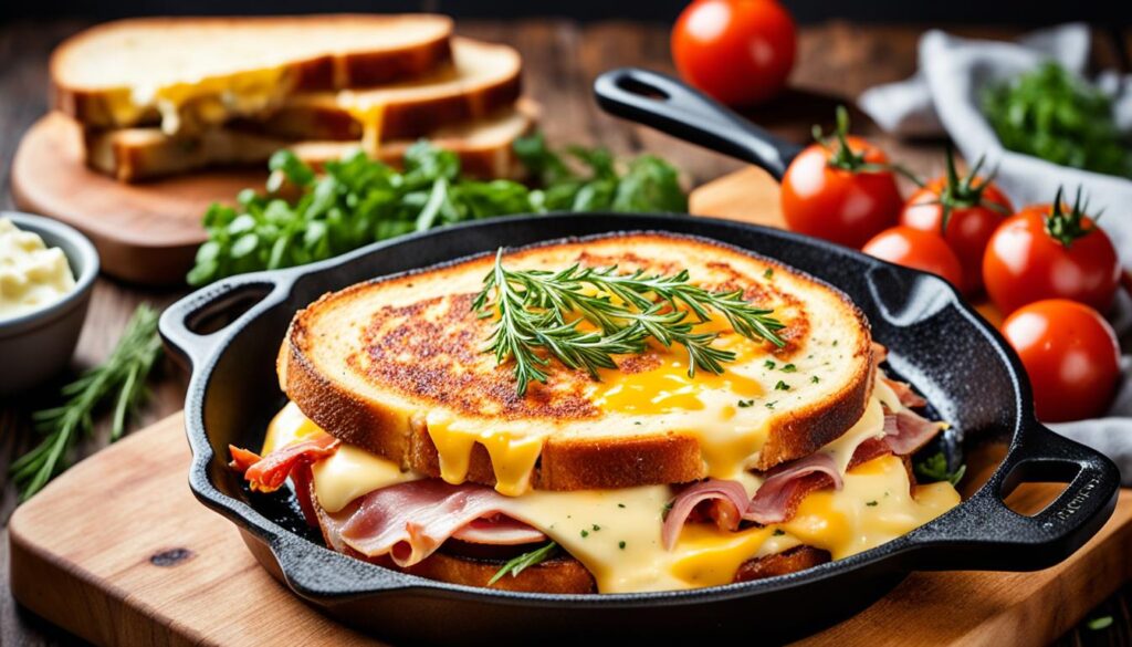 Cast iron skillet for grilled cheese