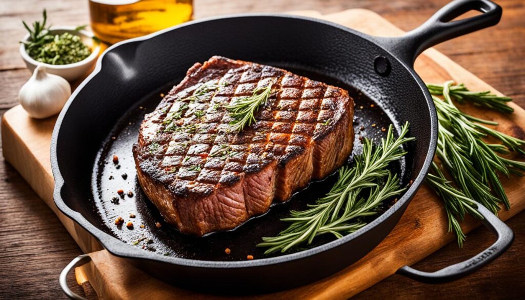 Cast iron skillet for ribeye steak