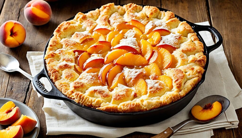 Cast iron skillet peach cobbler