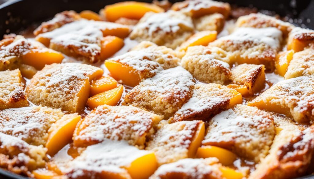 Cast iron skillet peach cobbler