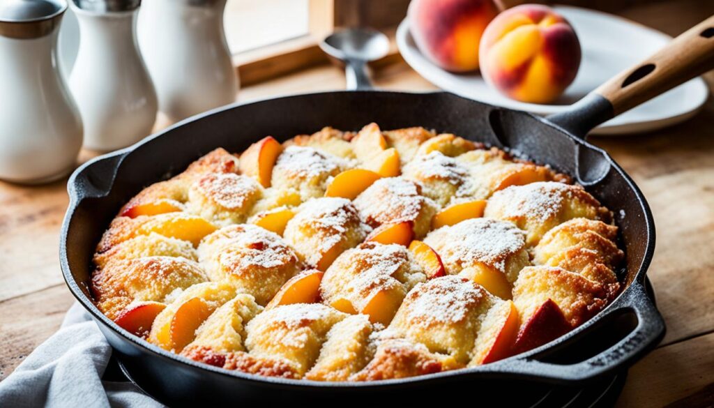 Cast iron skillet peach cobbler baking tips