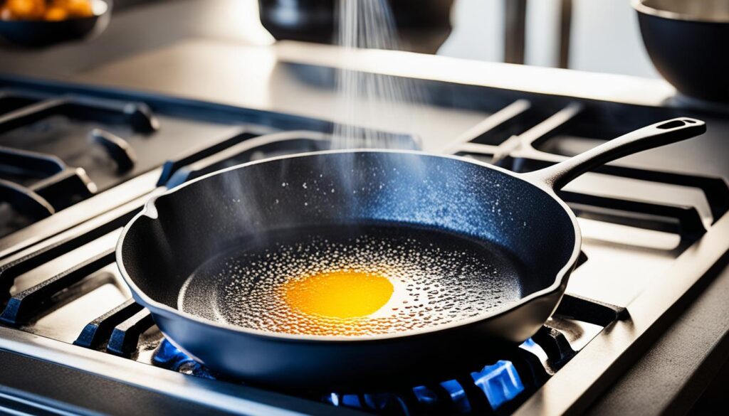 Cast iron skillet preheating