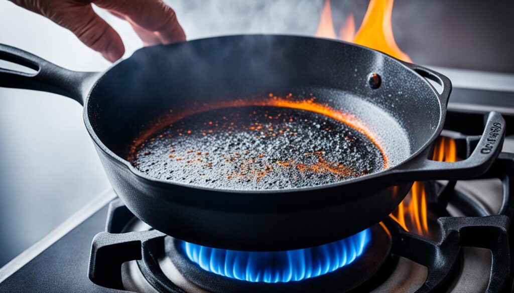 Cast iron skillet preheating techniques