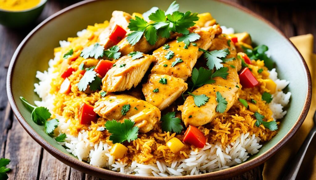 Coconut curry chicken with basmati rice