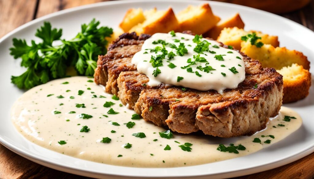 Country-style breaded cube steak with cream gravy