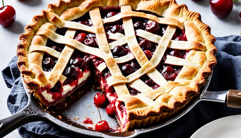 Cream cheese stuffed cherry pie