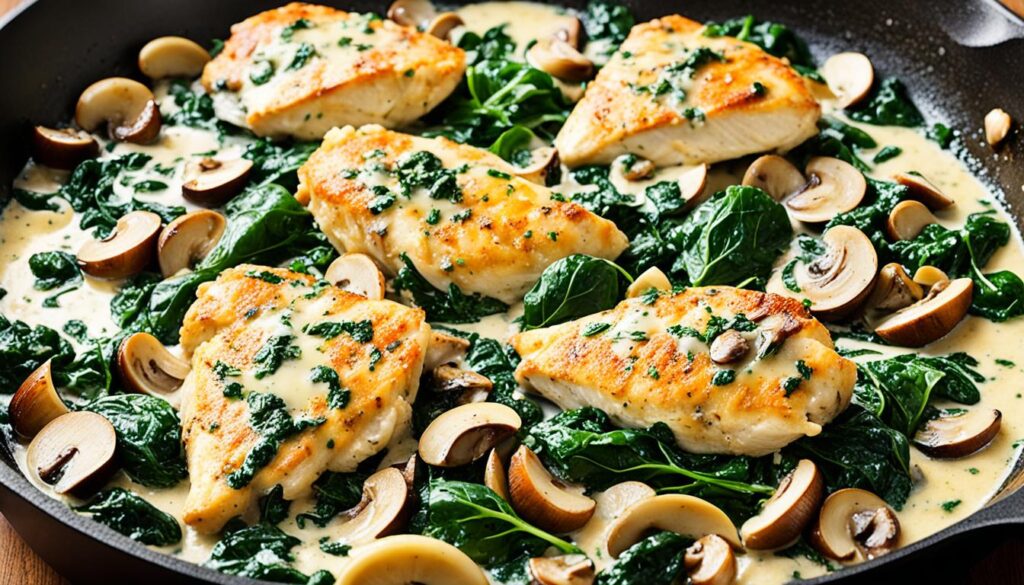 Creamy garlic parmesan chicken with spinach