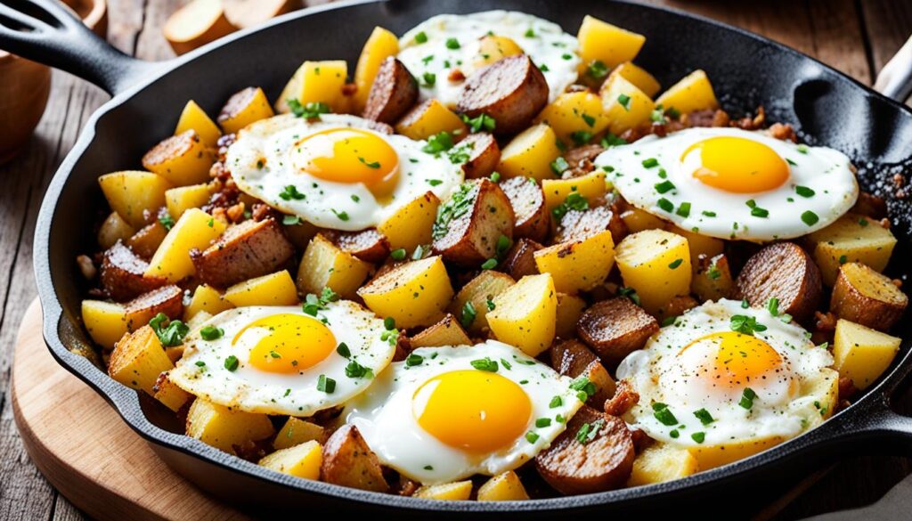 Crispy potato and sausage breakfast hash