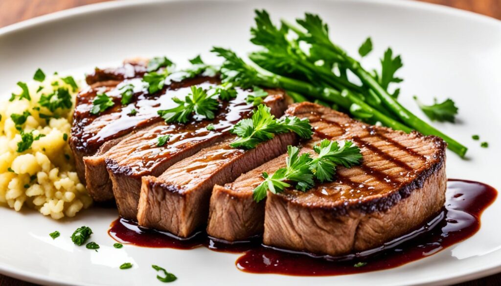 Cube steak with red wine reduction