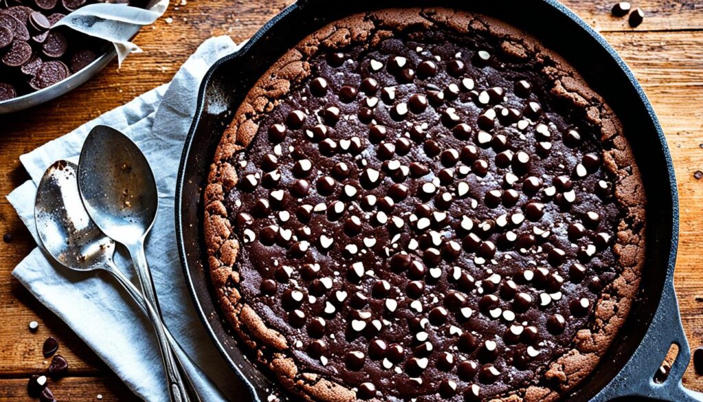 Double chocolate skillet cookie