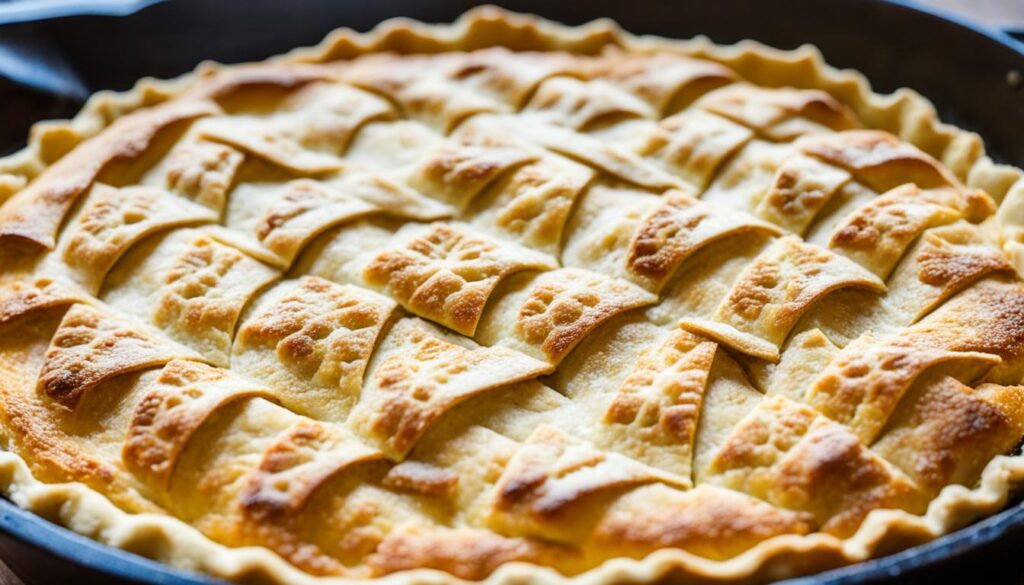 Flaky pie crust in cast iron skillet