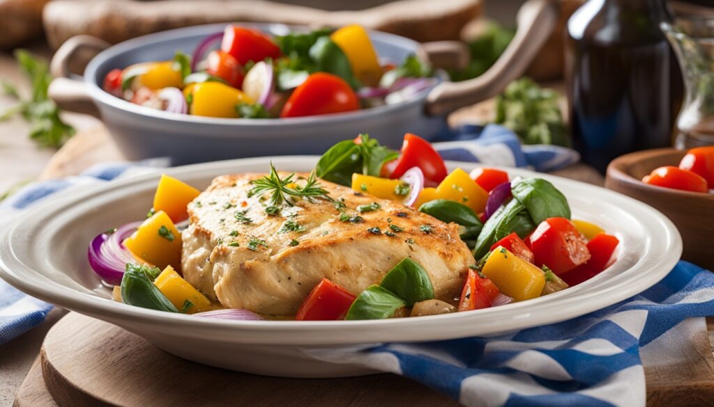 Greek-inspired creamy chicken skillet