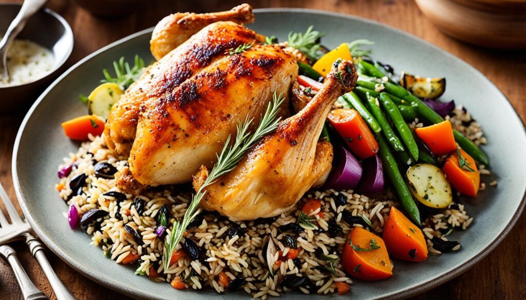 Herb-roasted chicken with wild rice blend