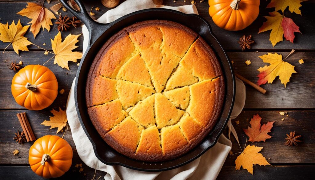 Holiday cornbread in cast iron skillet