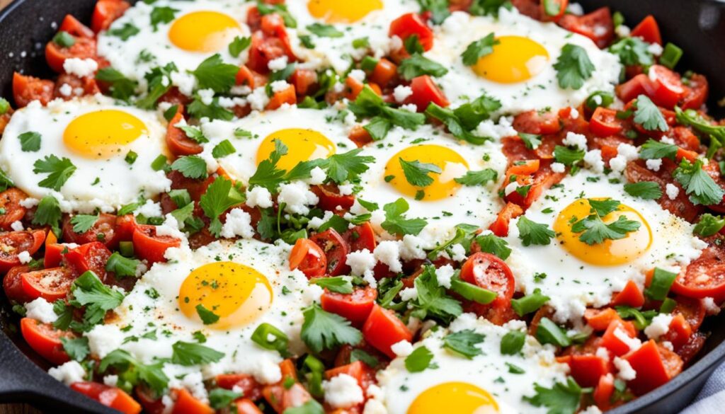 Huevos rancheros in cast iron skillet