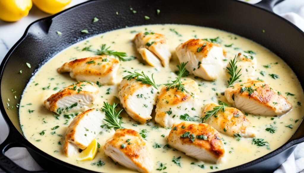 Lemon and herb creamy chicken skillet