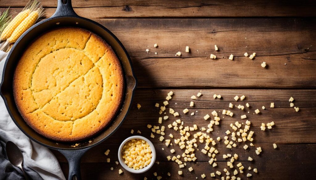 Low carb cornbread in cast iron skillet