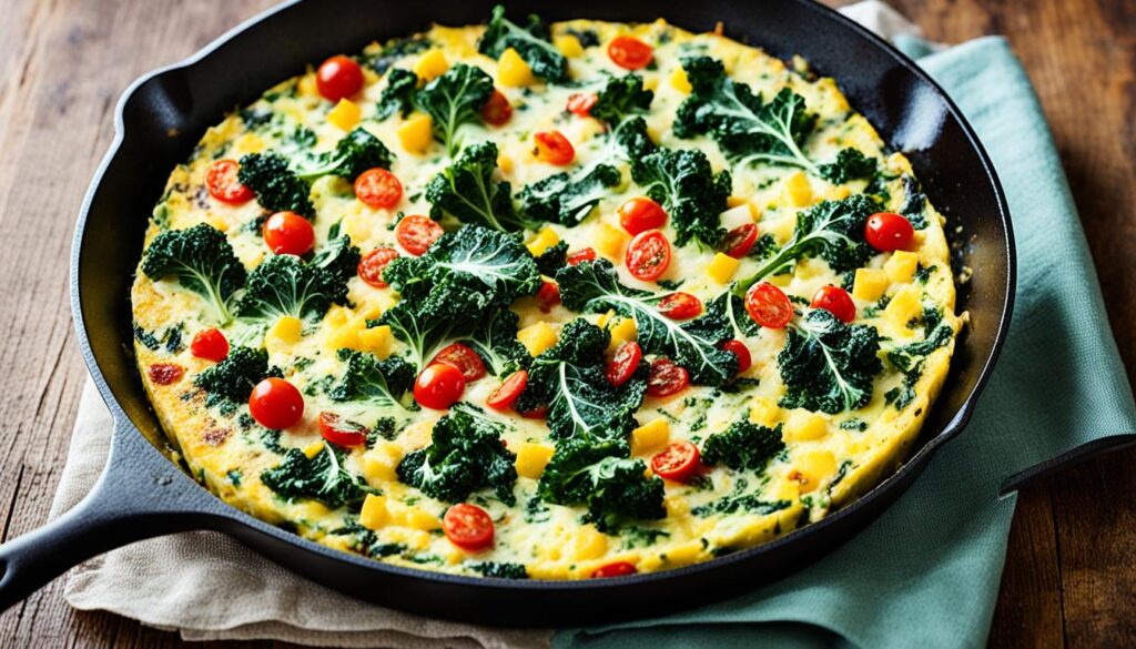 Low carb frittata with cauliflower and kale