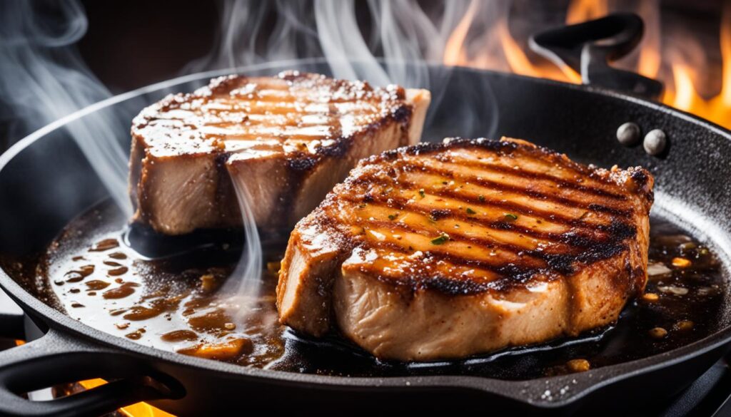 Maple-glazed skillet pork chops