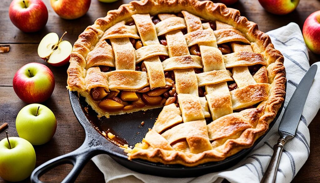 Maple-infused cast iron apple pie