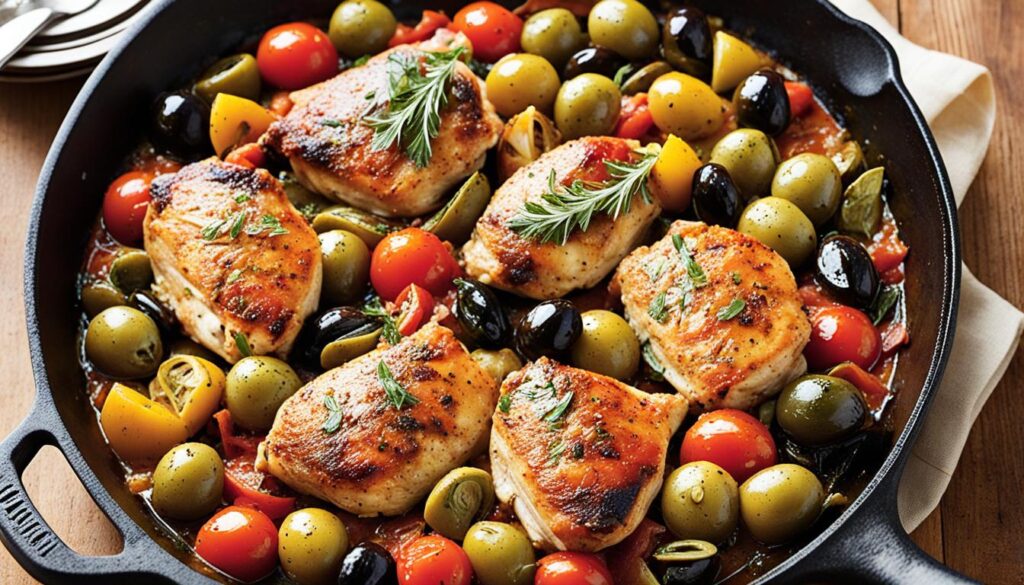 Mediterranean chicken olive tomato recipe