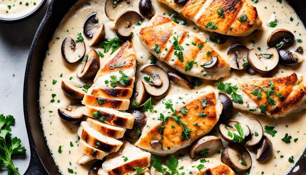 Mushroom and Thyme Creamy Chicken Skillet