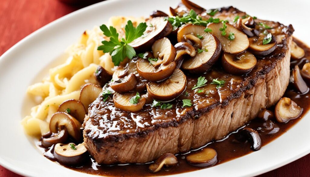 Mushroom and onion smothered cube steak