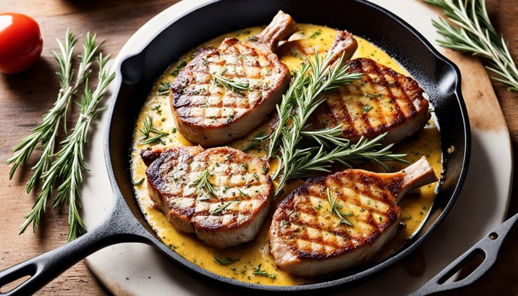 Mustard rosemary pork chops