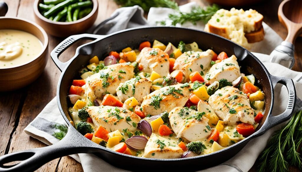 Skillet chicken casserole