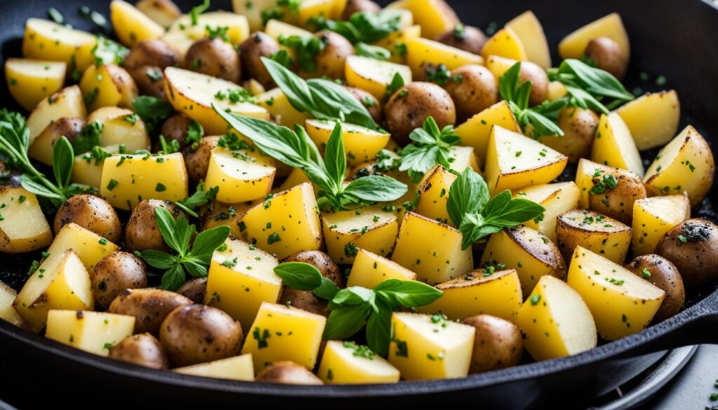 Skillet potatoes in cast iron pan