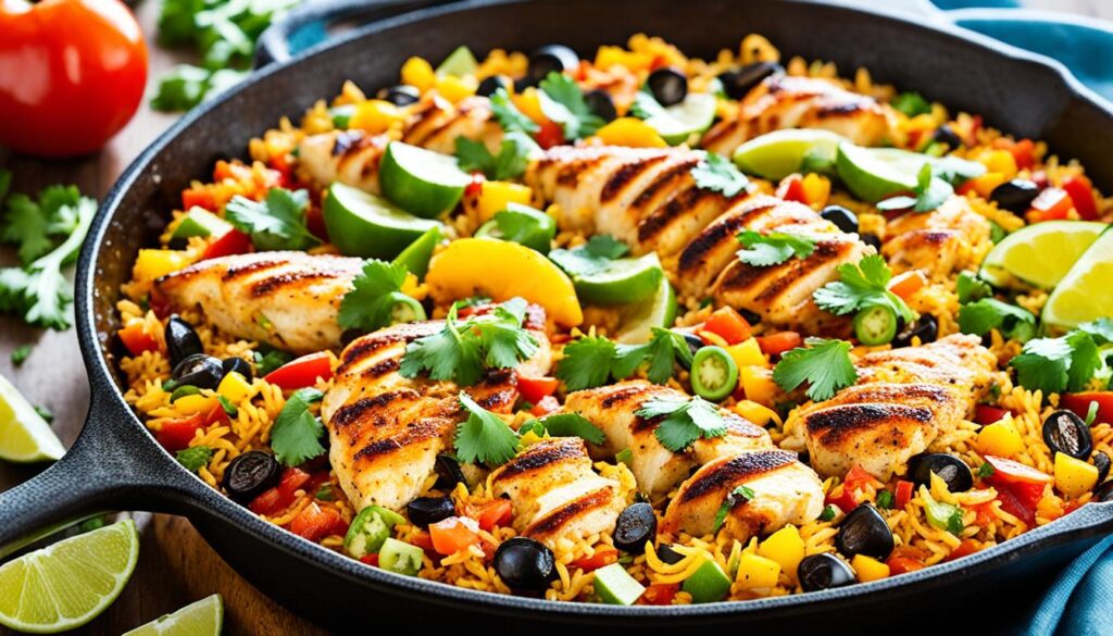 Southwestern chicken and rice skillet casserole