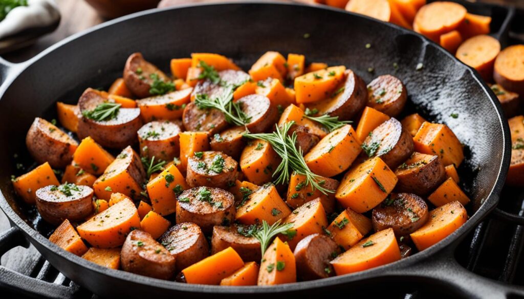 Sweet potato and sausage skillet